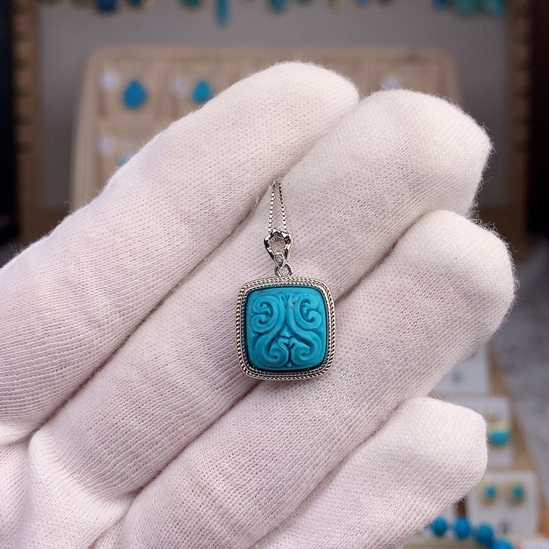 绿松石颈饰银S925镶嵌