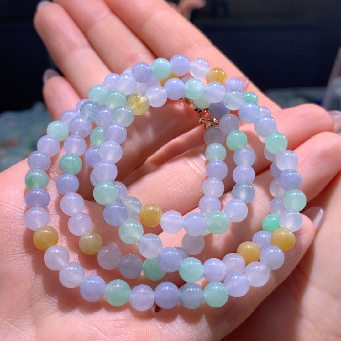 翡翠手链未镶嵌冰胶多宝项链卡6m m