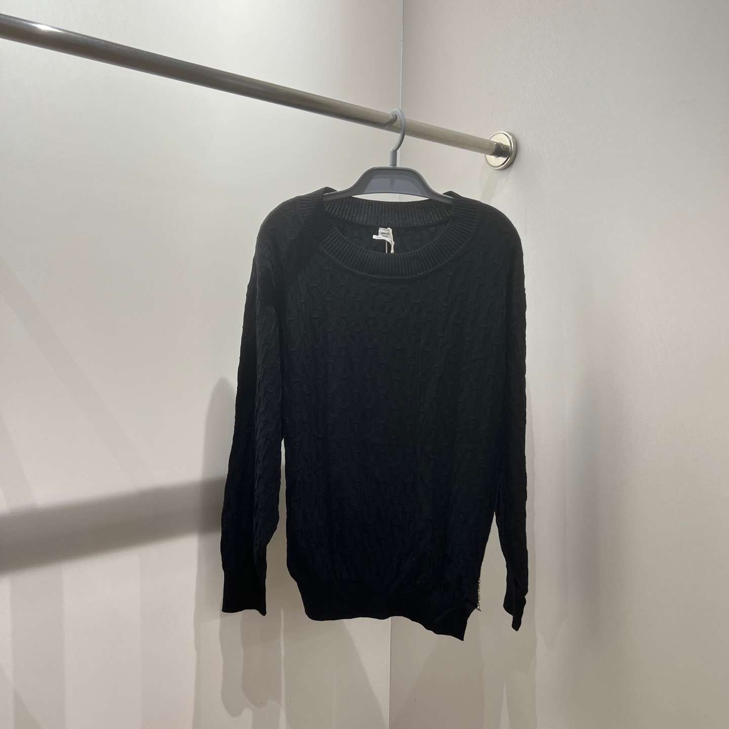 99新 Hermes/爱马仕 dec72 满印猪鼻拉链针织长袖 36码 桑蚕丝