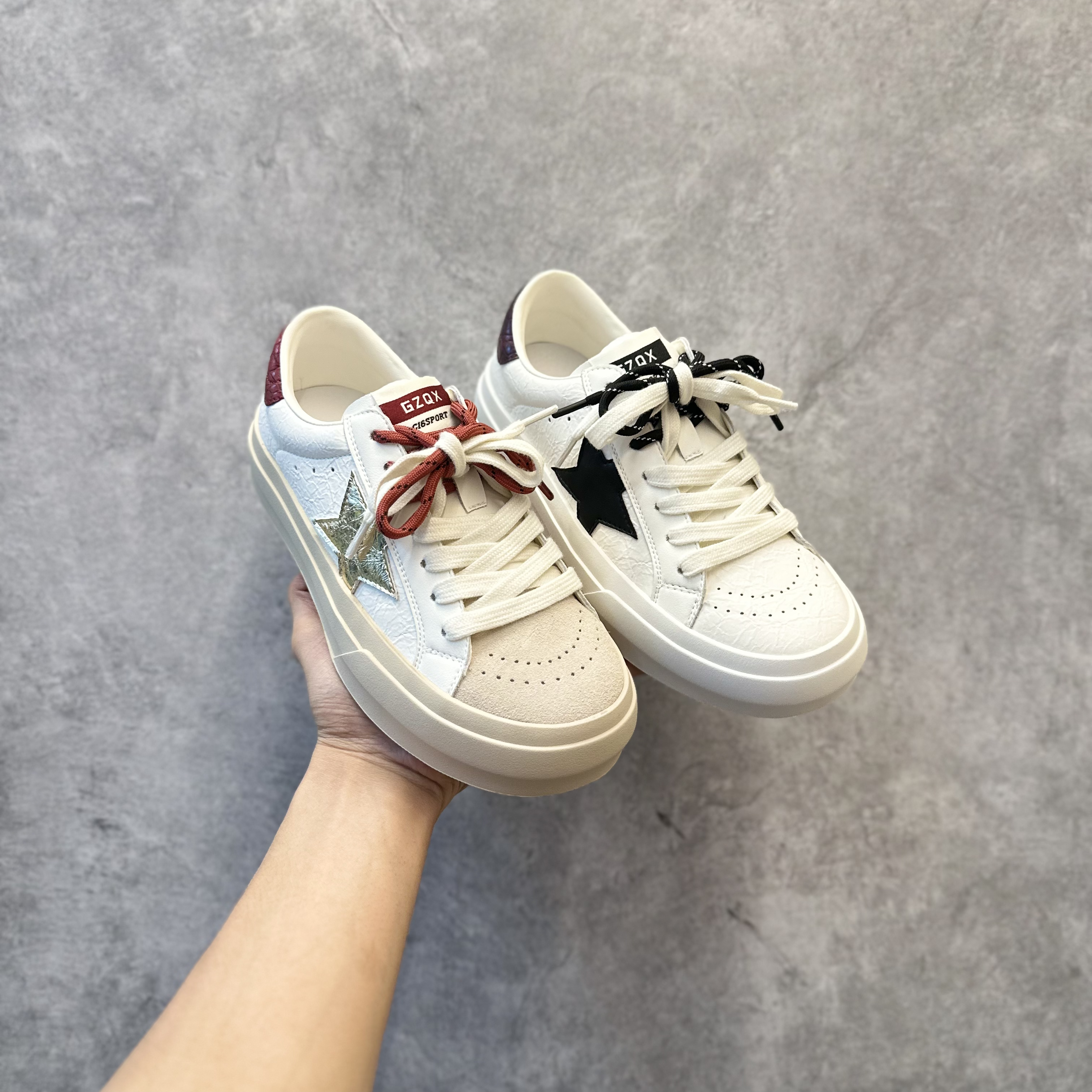 【卡洛斯】2025秋新款复古韩版软底软面星星小白鞋舒服百搭显脚小