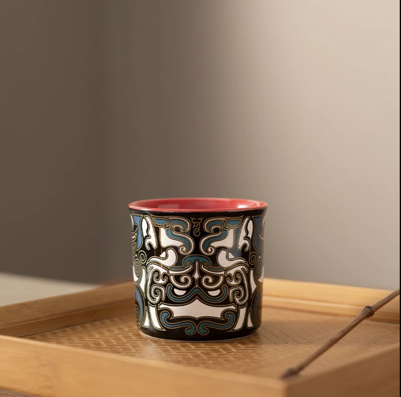 金银错主人杯中国风饕餮纹个人专用品茗杯陶瓷功夫茶具茶碗G1139