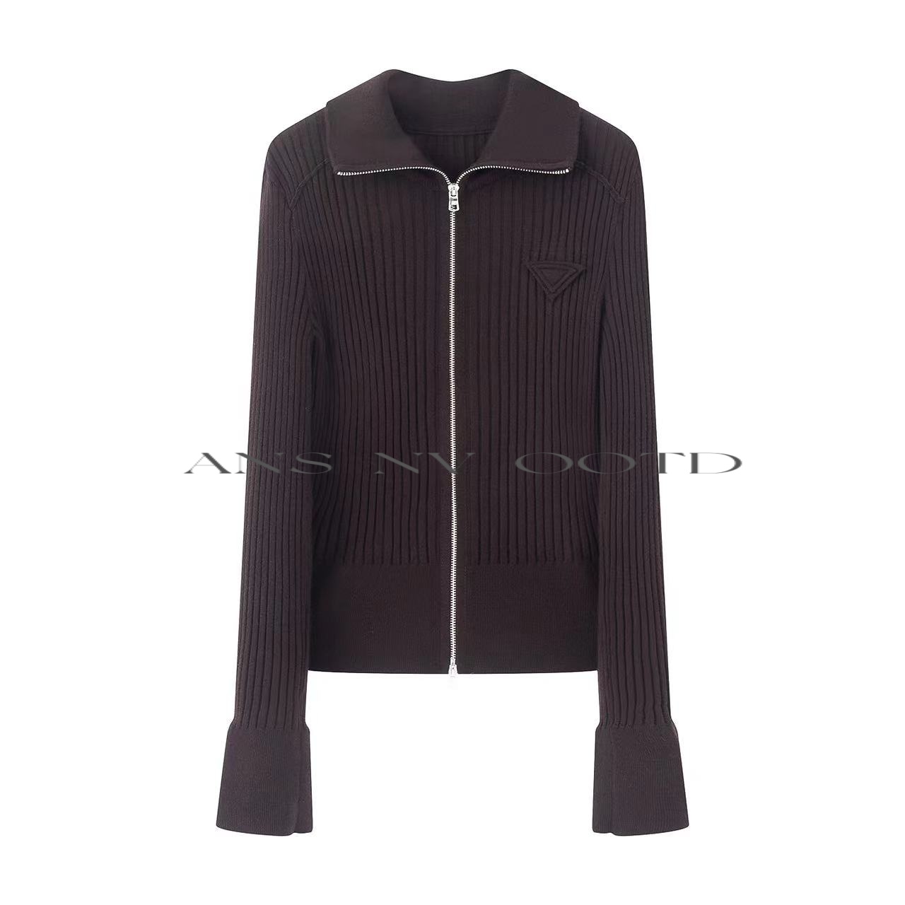 【艾家商场服饰】女装2025秋季新款时尚翻领拉链毛针织衫3115