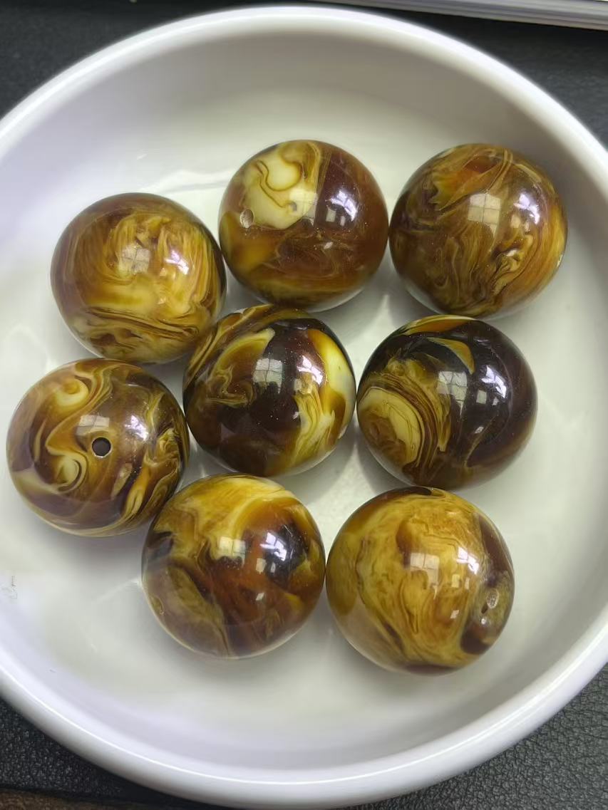 天然琥珀蜜蜡散珠 虎皮纹A261 20MM 一个（赠弹力绳）