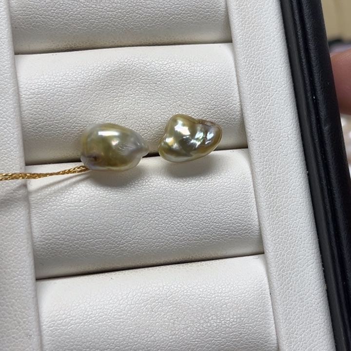 银S925镶嵌耳饰海水珍珠keshi耳钉