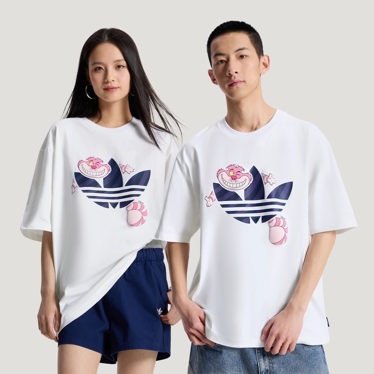 【滔搏联动】adidas阿迪达斯三叶草迪士尼柴郡猫联名短袖T恤KY8305