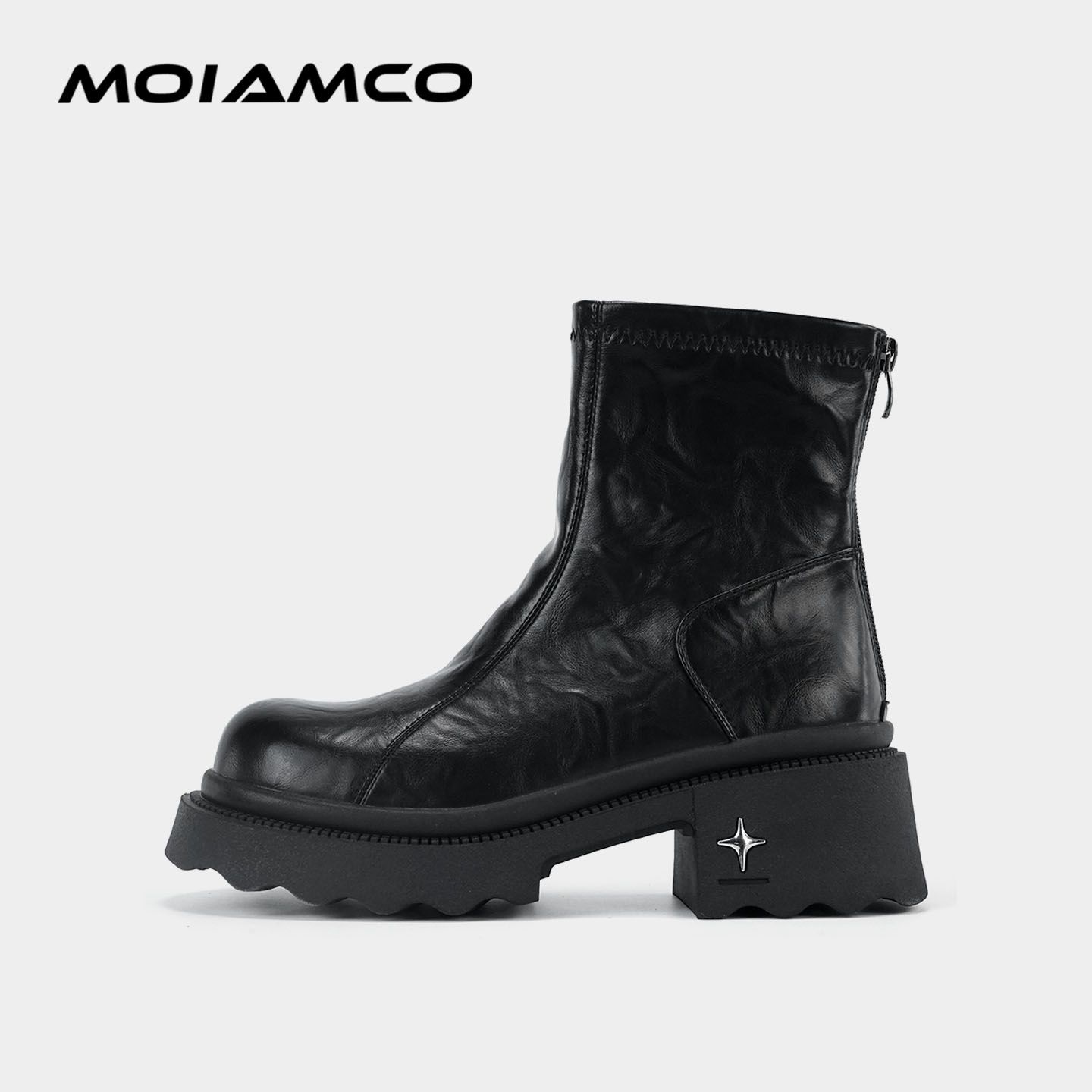 Molamco复古短靴女秋冬厚底增高时尚马丁靴