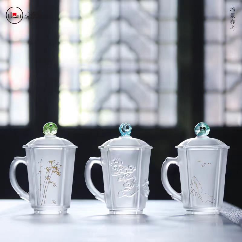 【商务杯350ml】带盖泡茶杯 办公杯 古法琉璃 