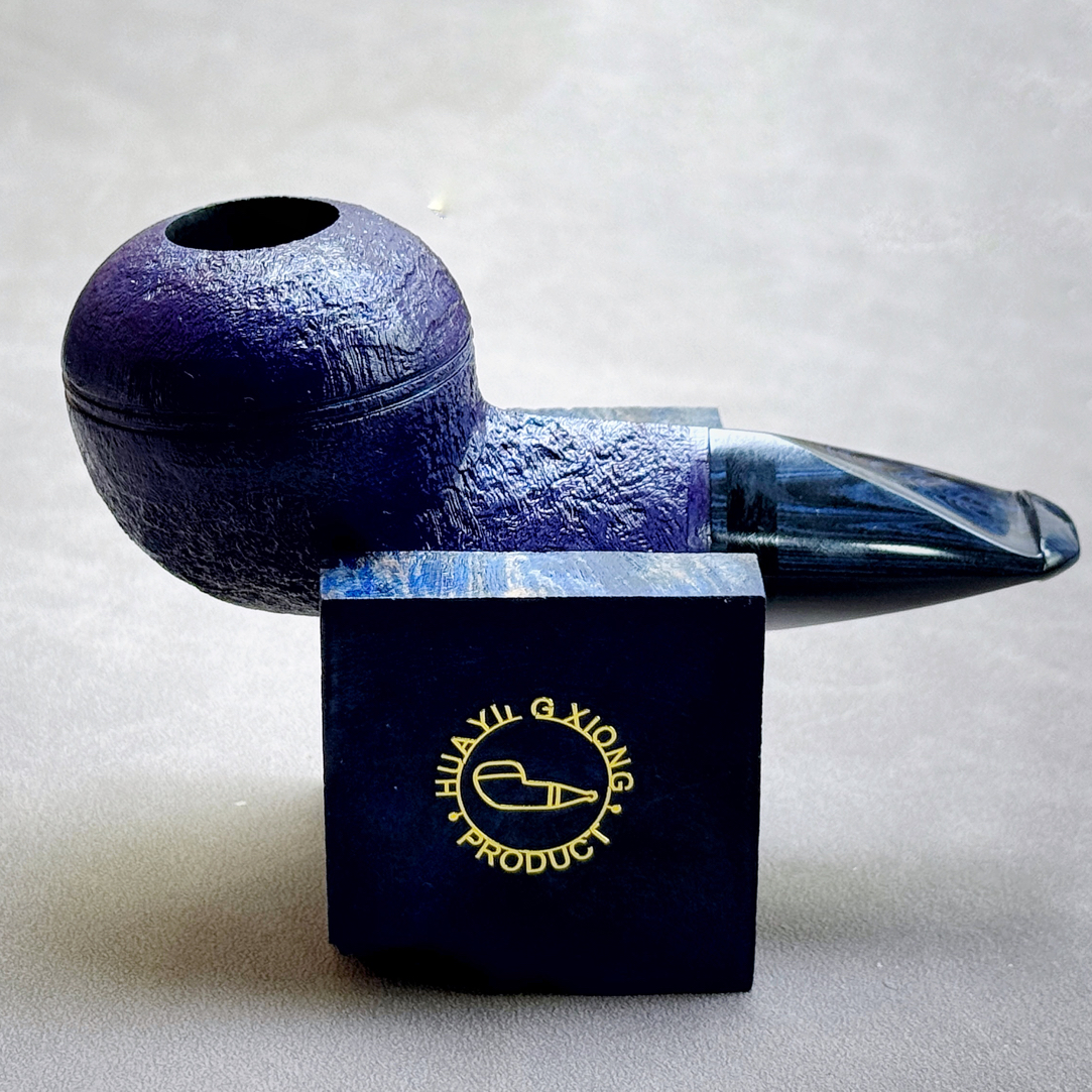 中国华英雄克莱因蓝喷砂105长小牛头石楠木手工烟斗