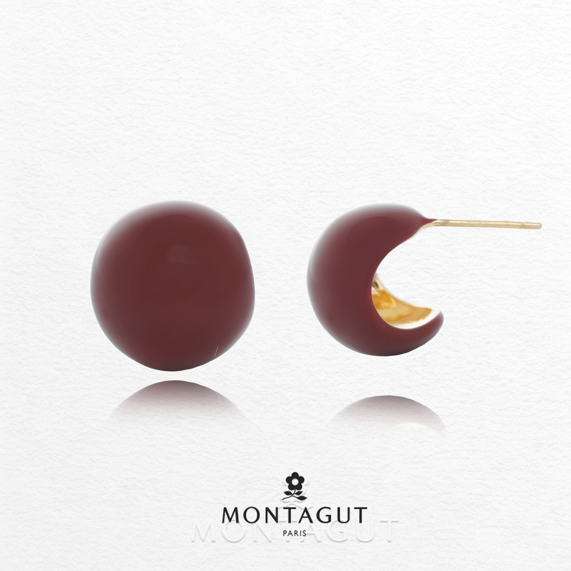 铜合金耳饰 法国梦特娇轻奢系列绛红底圆坠耳环耳钉【4181】JJ