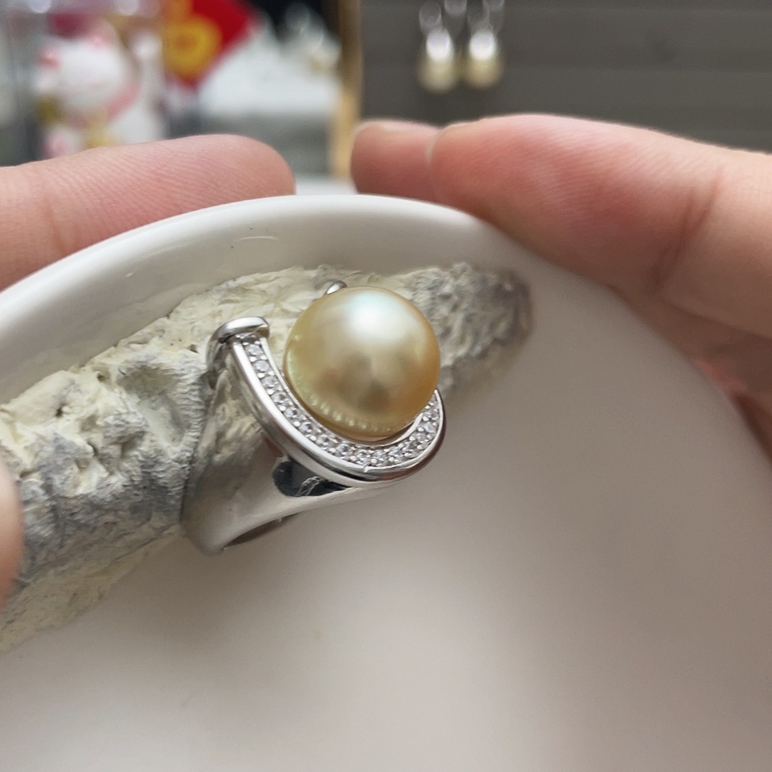 海水珍珠戒指银S925镶嵌