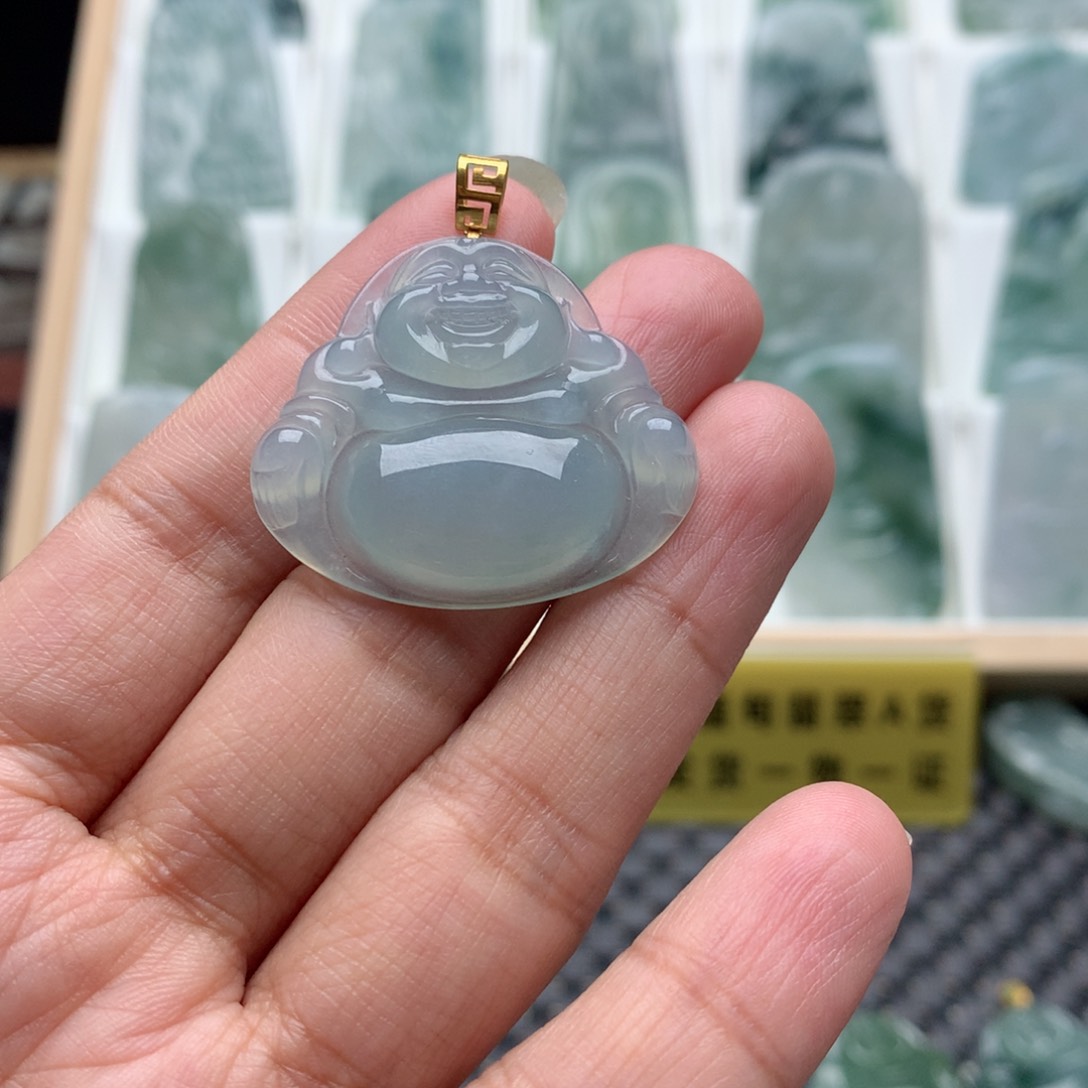 翡翠18K金镶嵌吊坠(不含链)佛公