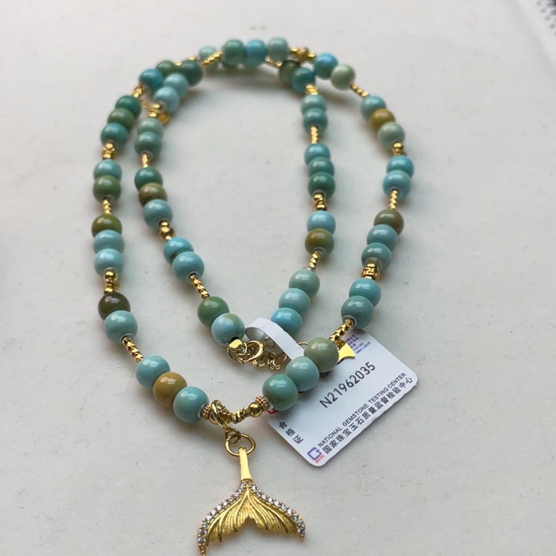 绿松石颈饰银S925镶嵌