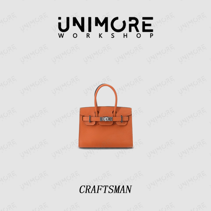 造物至定制【橙色中古小铂】头层牛皮 原钢五金  高级定制迷你包