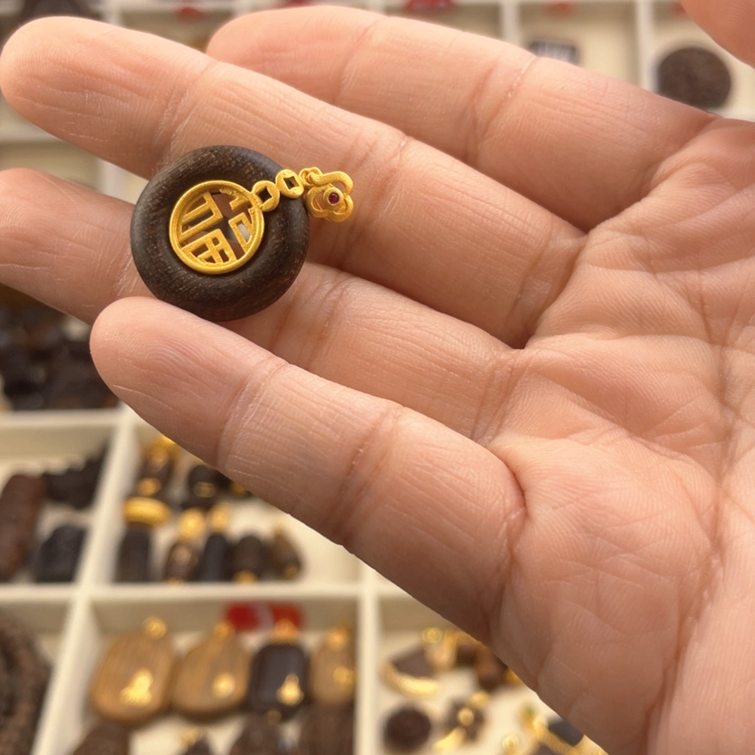 木质类兜*儿福牌单个脖挂吊坠