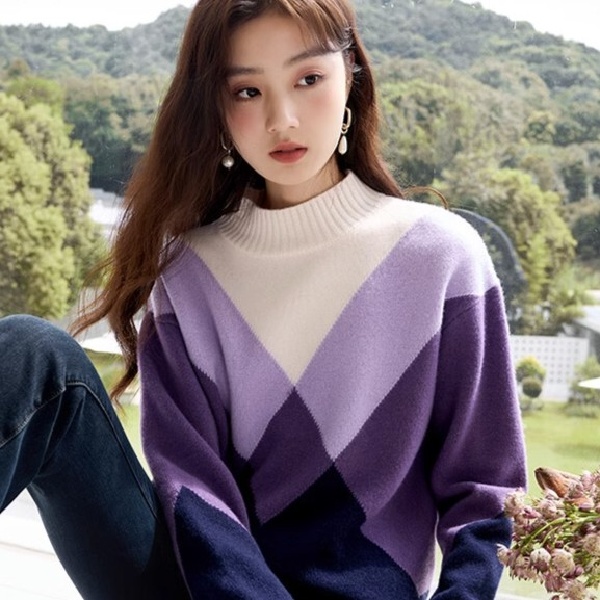 【直播专享】N634649毛衣 香影纯羊毛半高领毛衣女秋冬季新款宽松