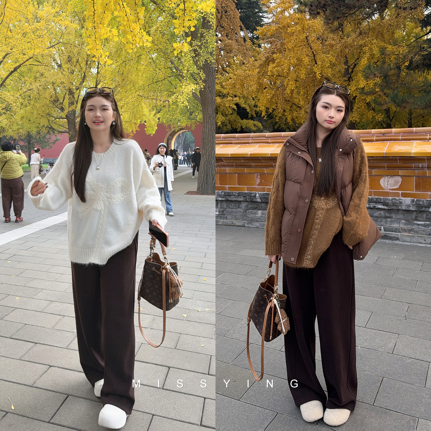 应小姐【蝴蝶结】微胖大码秋冬休闲显瘦时尚宽松圆领蝴蝶结毛针织衫