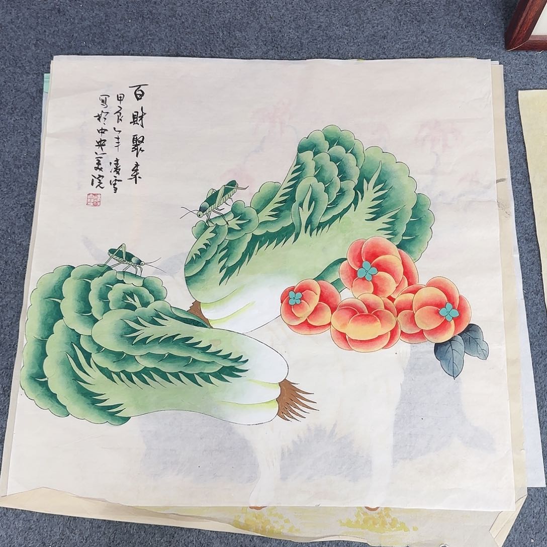 国画尺寸70X70手绘作品 