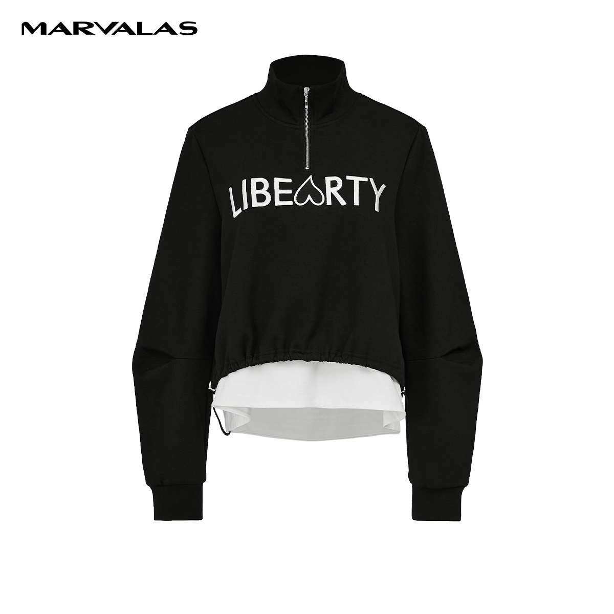 【专柜同款】M317302703曼德诗假两件拼接立领纯棉卫衣