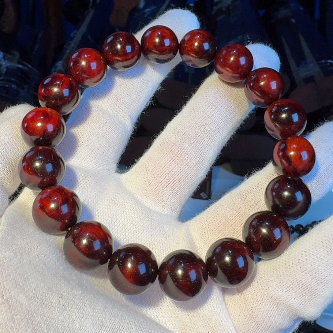 小叶紫檀手串/手链高精尖工艺正心同圆高油密细金星三味线古琴