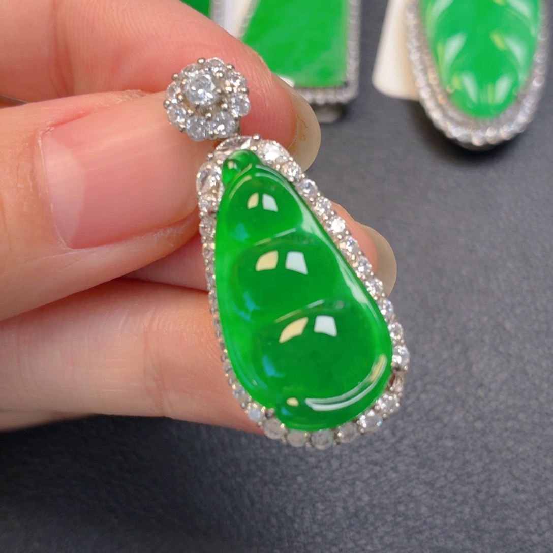 翡翠银S925镶嵌吊坠(不含链)