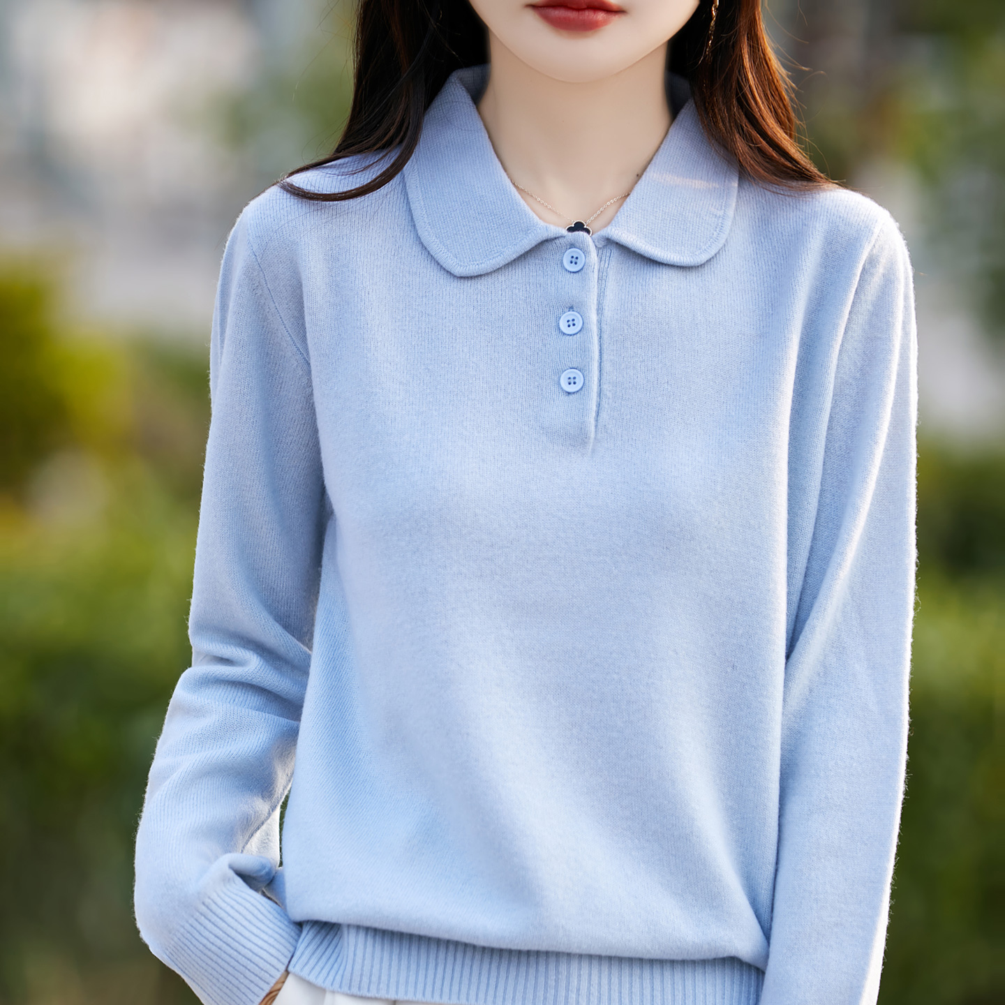 羊范云朵般柔软~秋冬新款100%纯羊毛针织衫女翻领纯色显瘦打底衫