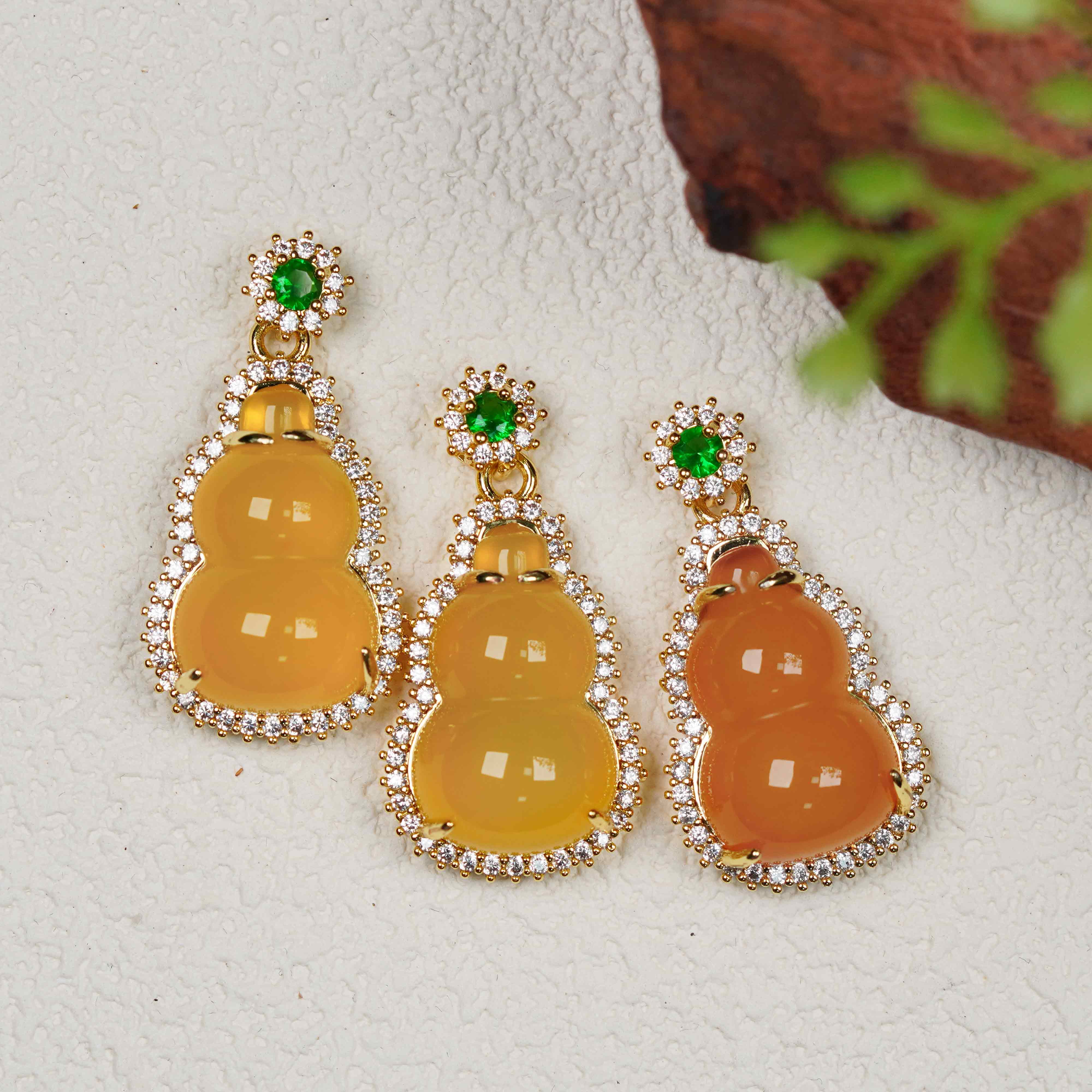 天然玉石 HLH01-2 珠宝时尚甄选款 活力橙葫芦吊坠 多样性发其一