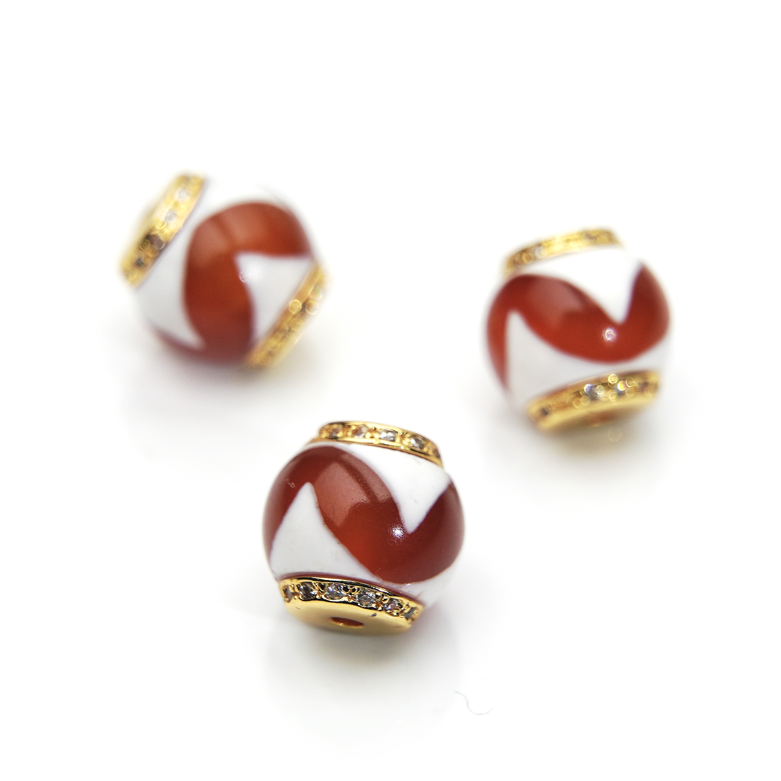 【玖仰文玩】珠改系列 红白虎牙顶珠腰珠配饰10.2mm JY030