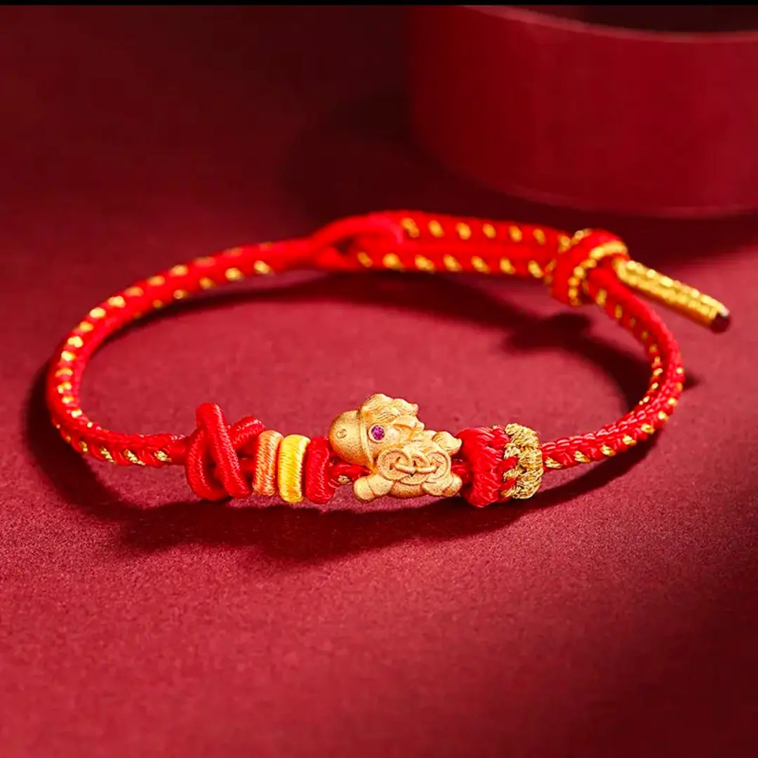 合金布艺手链 2026马年新款大乘结红绳古法生肖手链