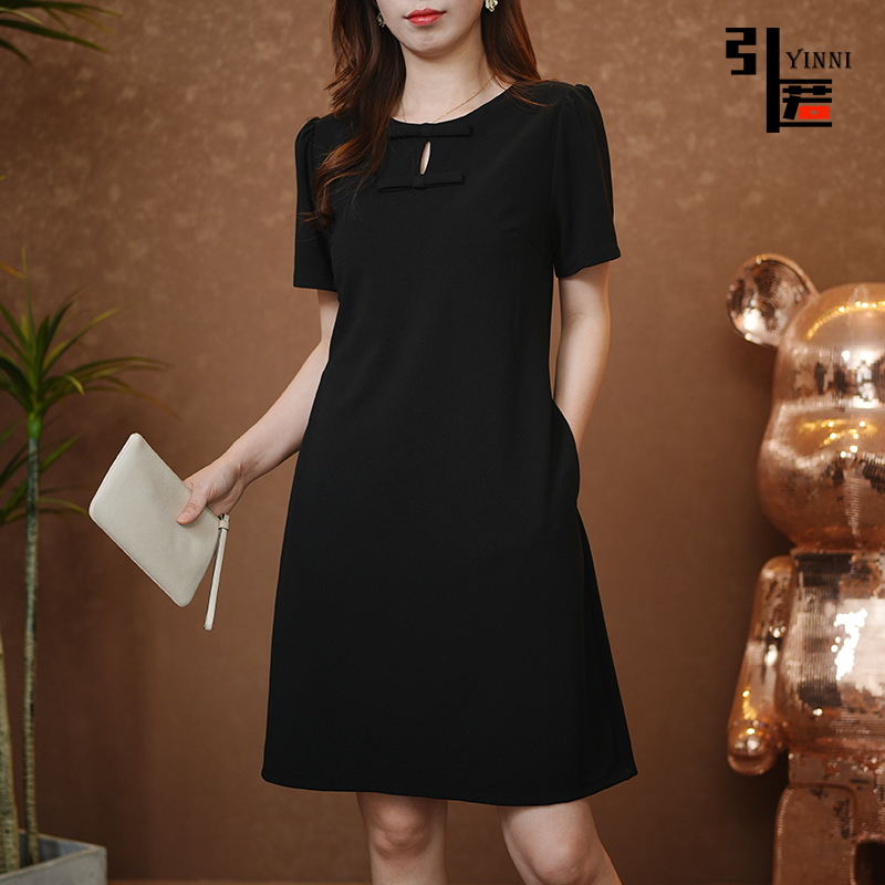 引匿(现货)A287星辰麻四面弹通勤气质简约显瘦裙子职业连衣裙2025