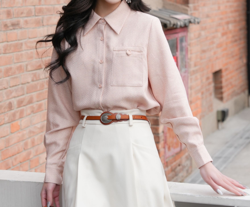 余紫绮【枫叶书签】港风复古衬衫女宽松显瘦上衣ZK0725104