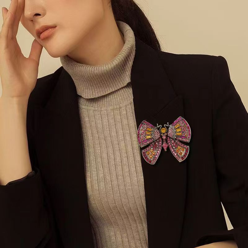 合金玻璃胸针合金玻璃胸针334重工直播满钻蝴蝶胸针高档