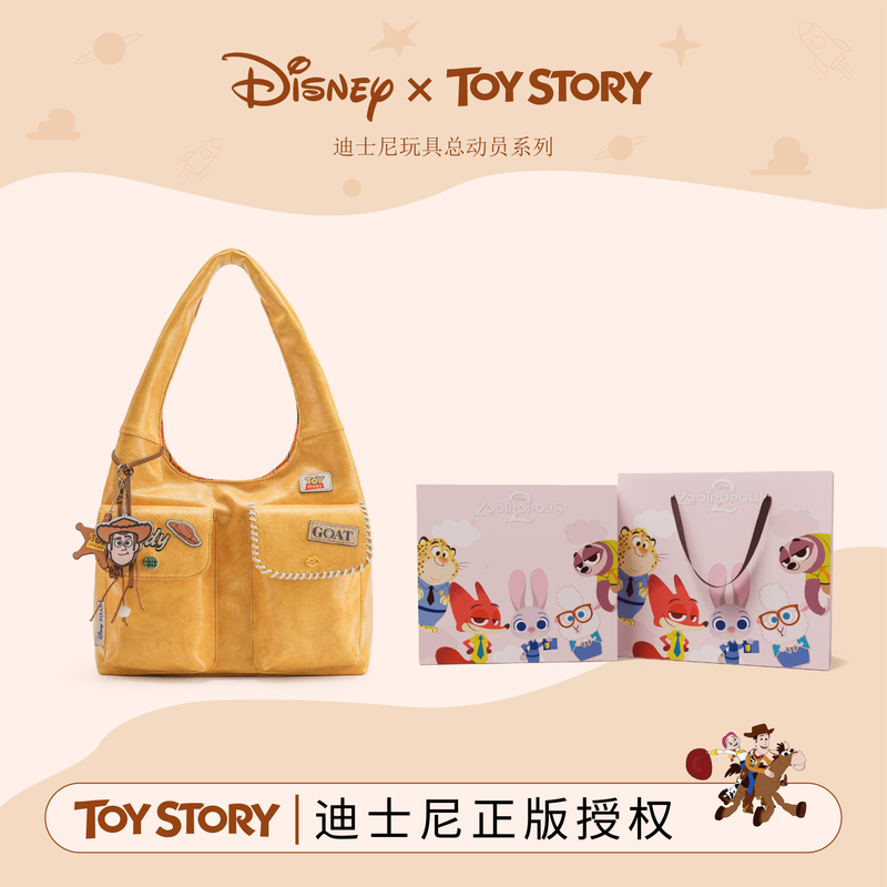 Disney/迪士尼玩具总动员胡迪复古风双面可背单肩大容量托特包