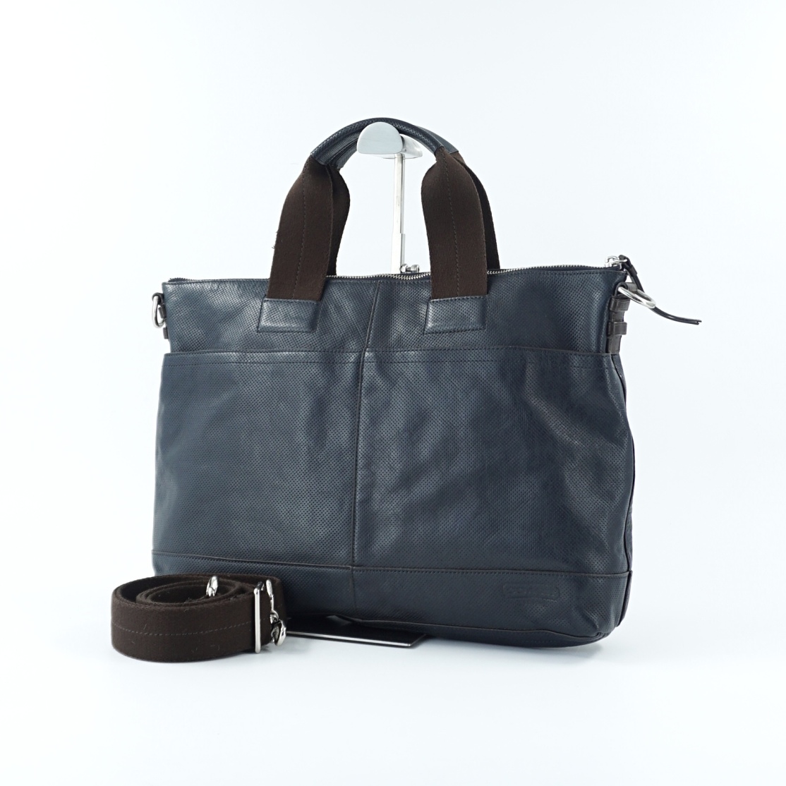 95新 COACH/蔻驰  二手蓝色公文手提单肩包K21535