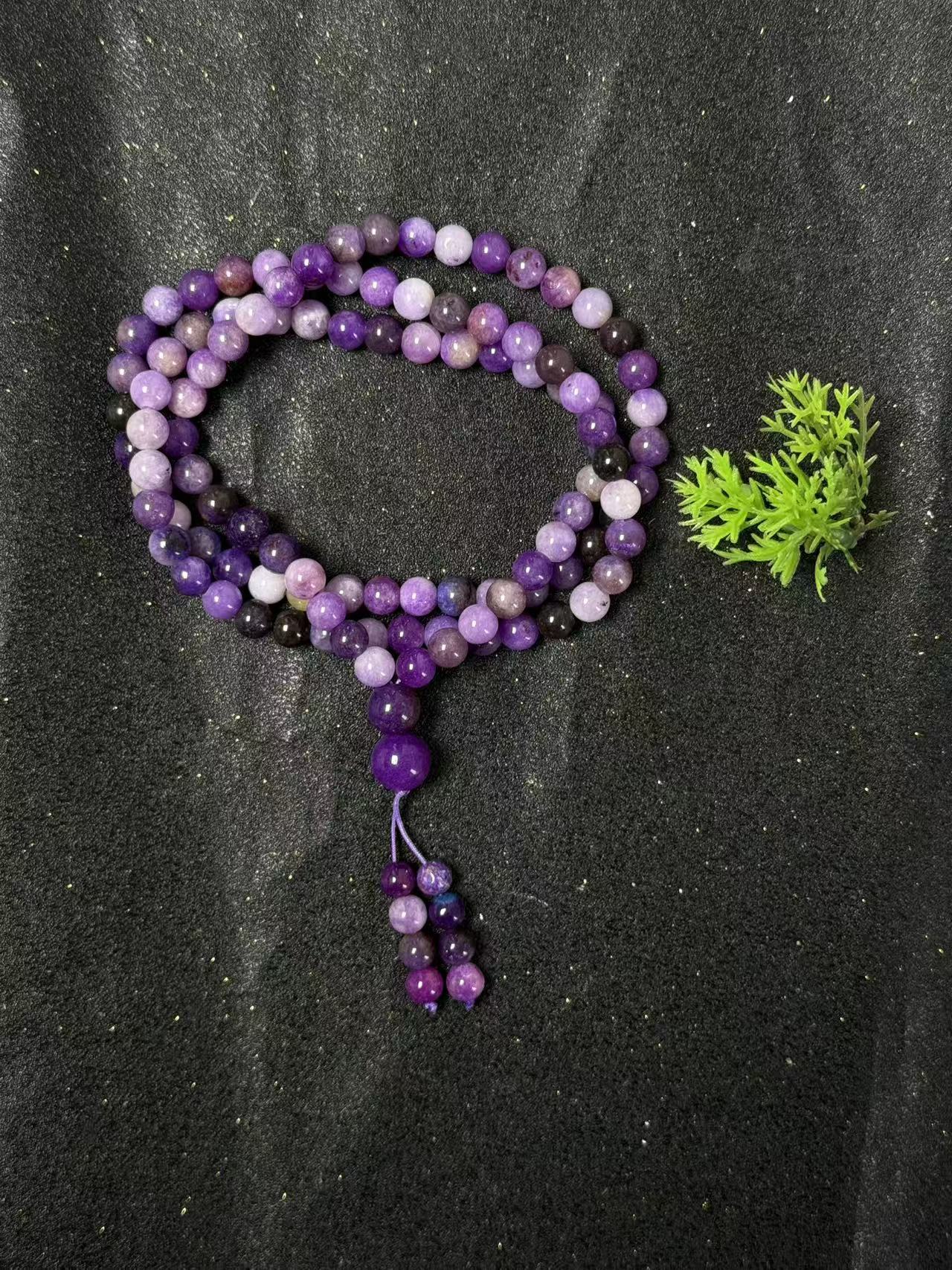 手链 南非老矿-高货薰衣草紫原创108颗手串毛衣链A089