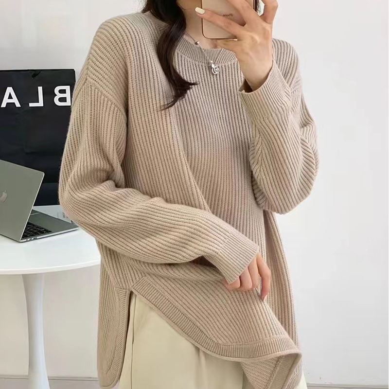孕妇装秋装上衣2025新款春秋外穿小众套头宽松毛衣潮妈针织衫秋季