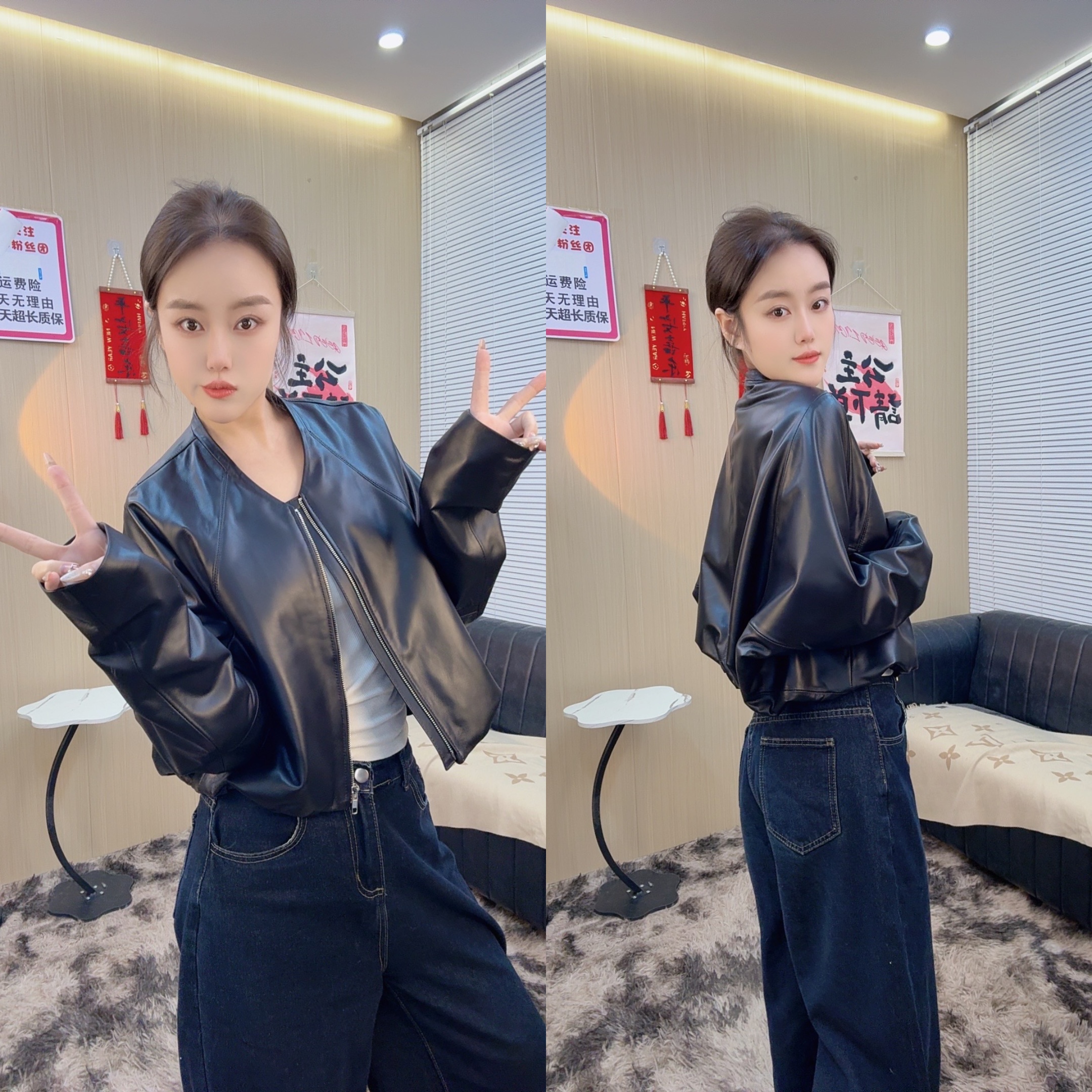 大漂亮推荐丨蝙蝠型小皮衣女真皮外套2025款韩版宽松短款机车夹克