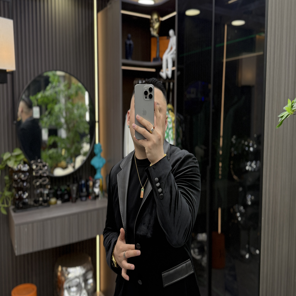 SH轻奢时尚高定男士雅痞商务拼皮戗驳领休闲西服外套 8101