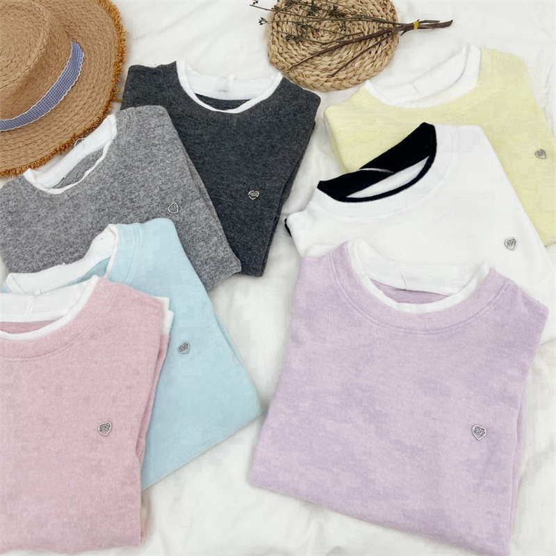 「也太舒适了吧」2025早春新款女时尚拼色打底T恤FK-28009