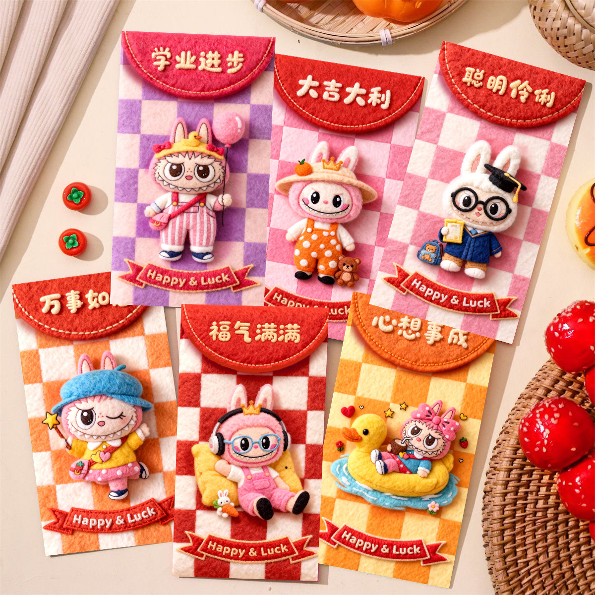 【30个】马年红包创意可爱利是封压岁包5D立体毛绒效果新年红包袋