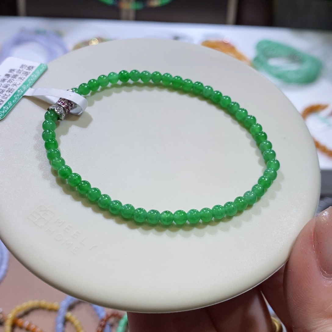 翡翠手链未镶嵌阳绿小米