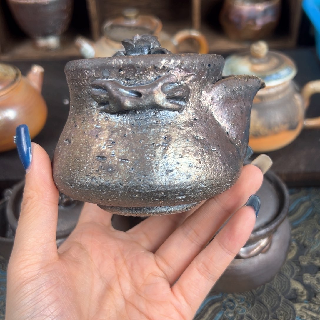 杯叶***候柴烧茶器铁胎宝瓶