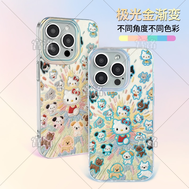 爆炸红色kitty极光金壳适用于iPhone苹果17手机壳华为oppo小米手