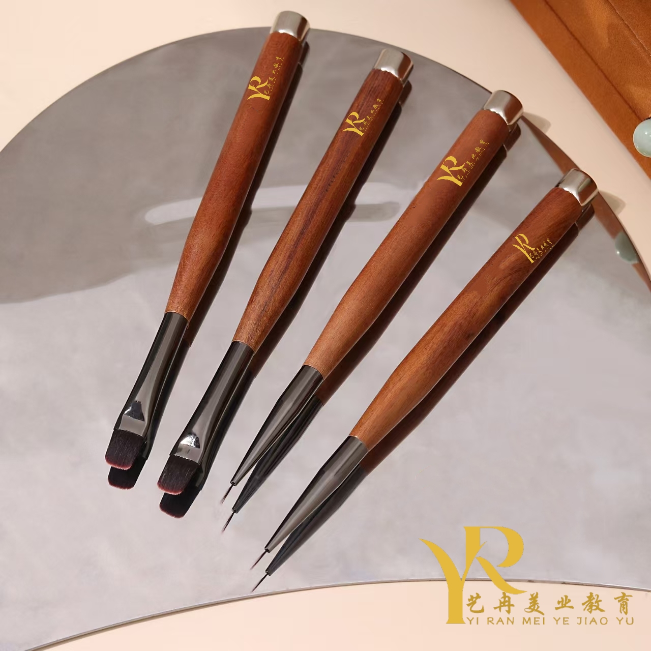 日式檀木带强磁拉线笔套装白色棕色猫眼美甲笔拉线彩绘光疗笔工具