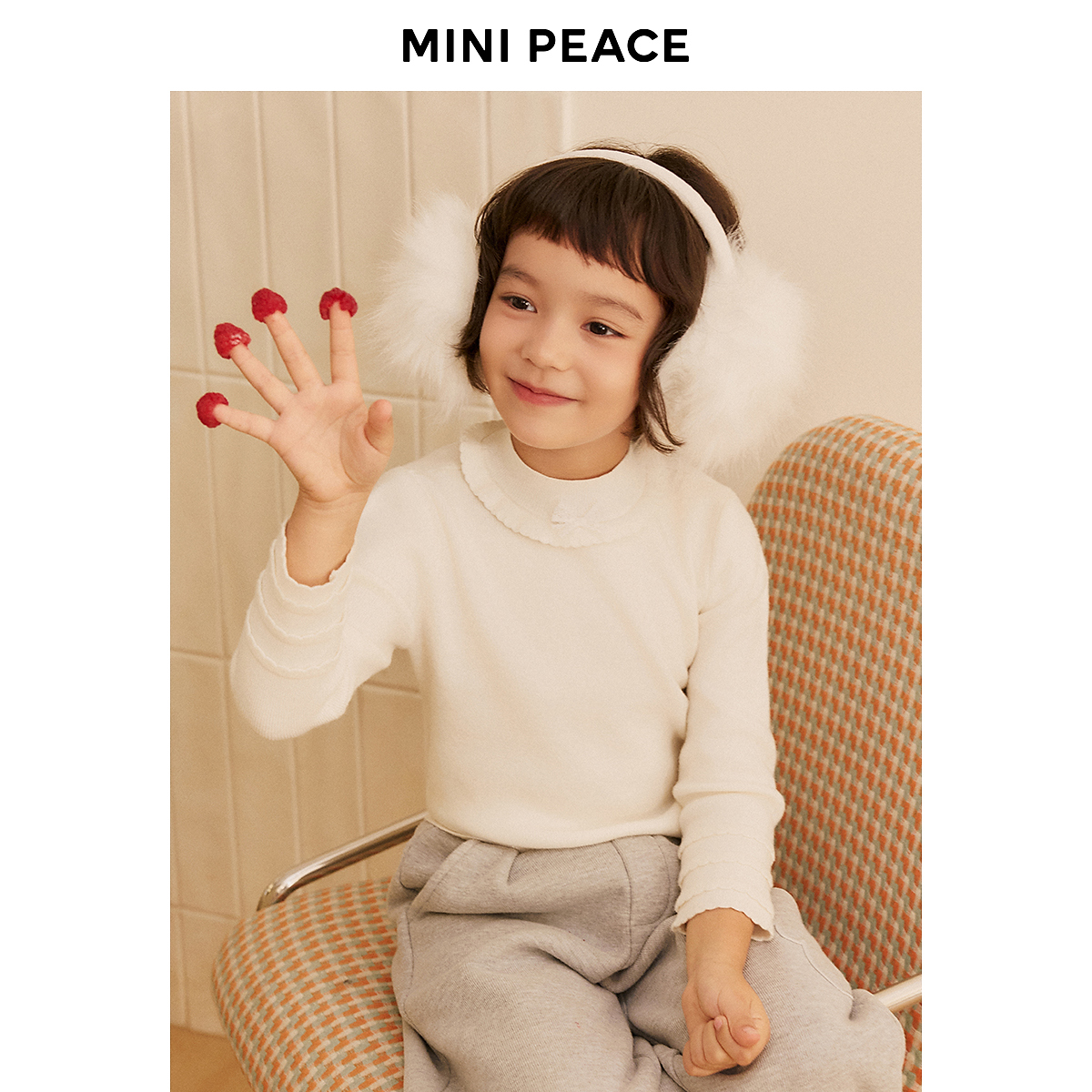 MINIPEACE太平鸟童装纯色半高领女童毛衣内搭针织衫