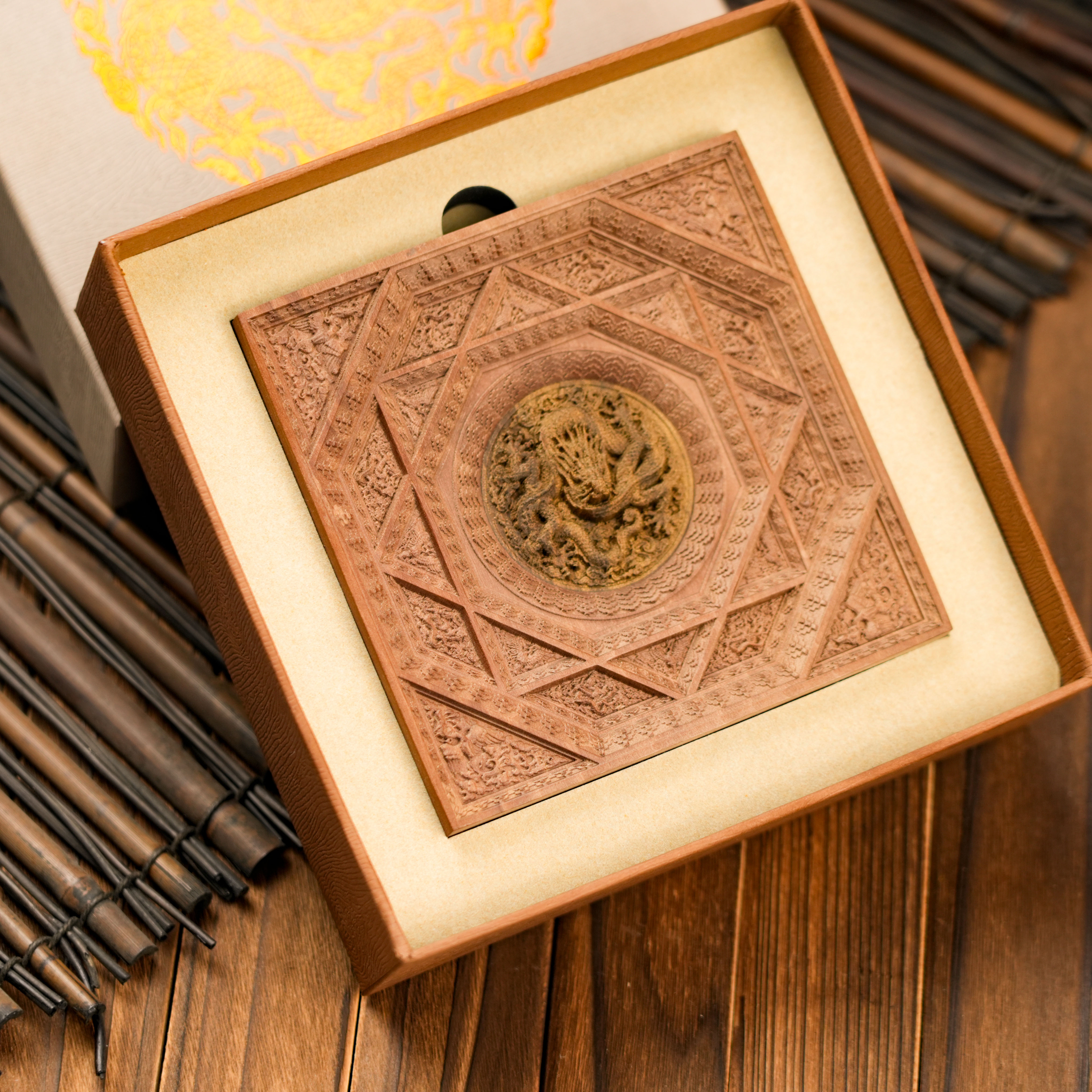 【北京古代建筑博物馆】蟠龙藻井木雕摆件冰箱贴