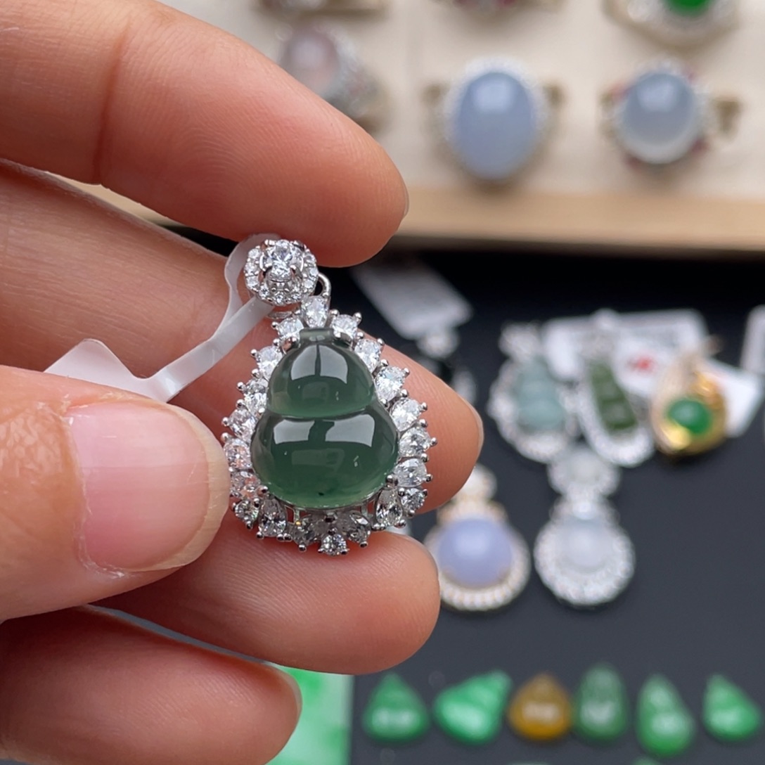 …****翡翠银S925镶嵌吊坠(不含链)