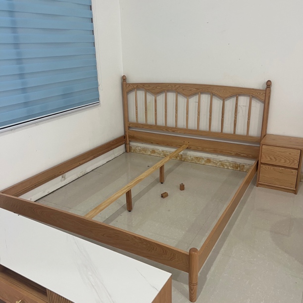 实木家具卧室床1.8米红橡木简约现代实木床小户型家用