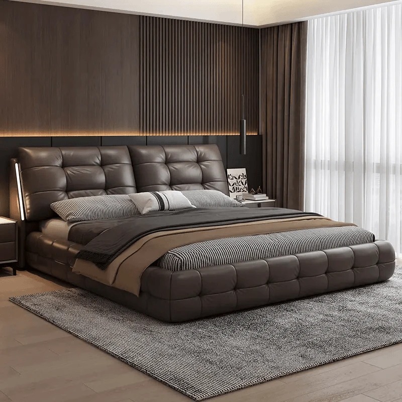 【劳伦斯】直播间意式简约劳伦斯云朵真皮床主卧大床婚床轻奢大床