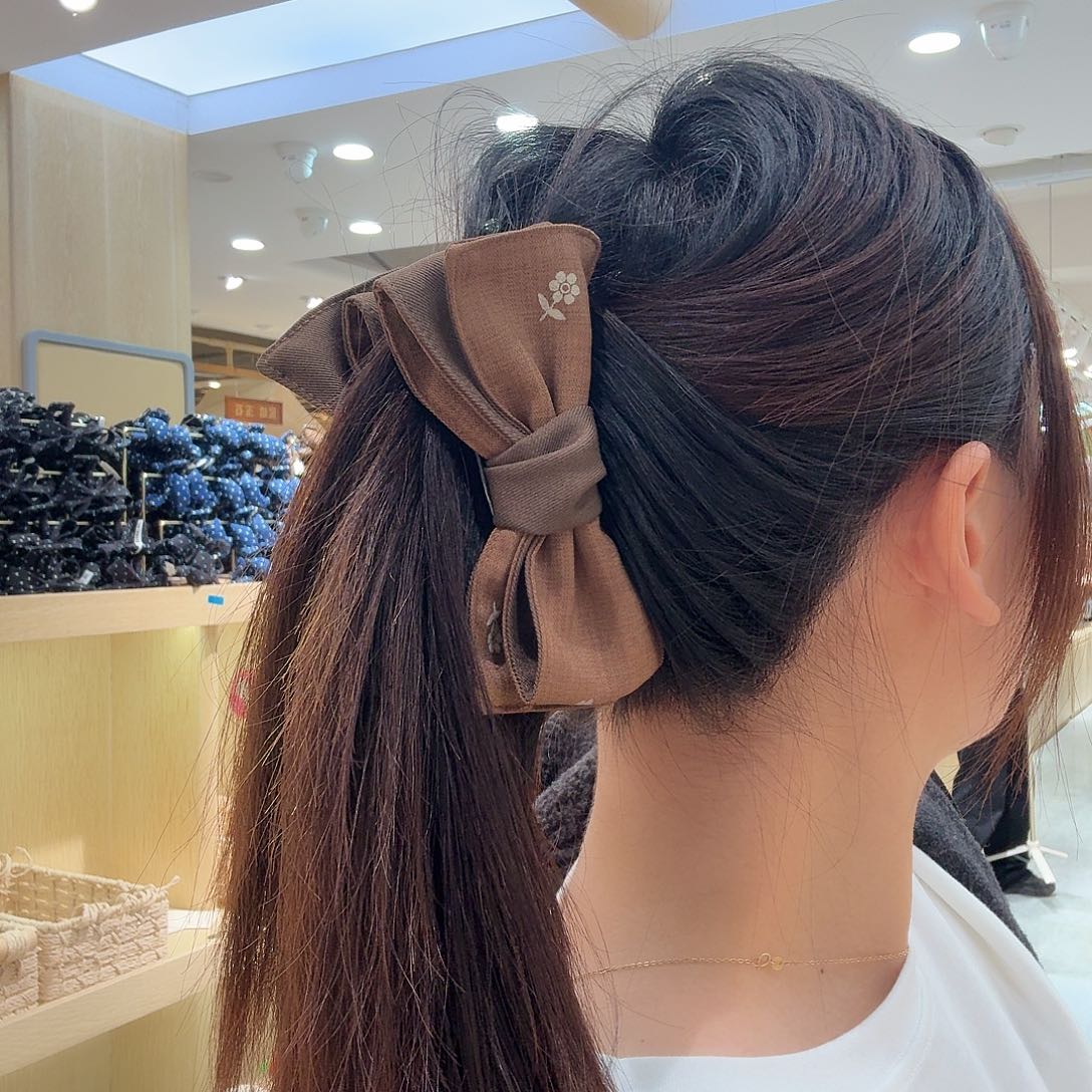 醋酸（人造纤维）铁合金咖色蝴蝶结碎花香蕉夹24