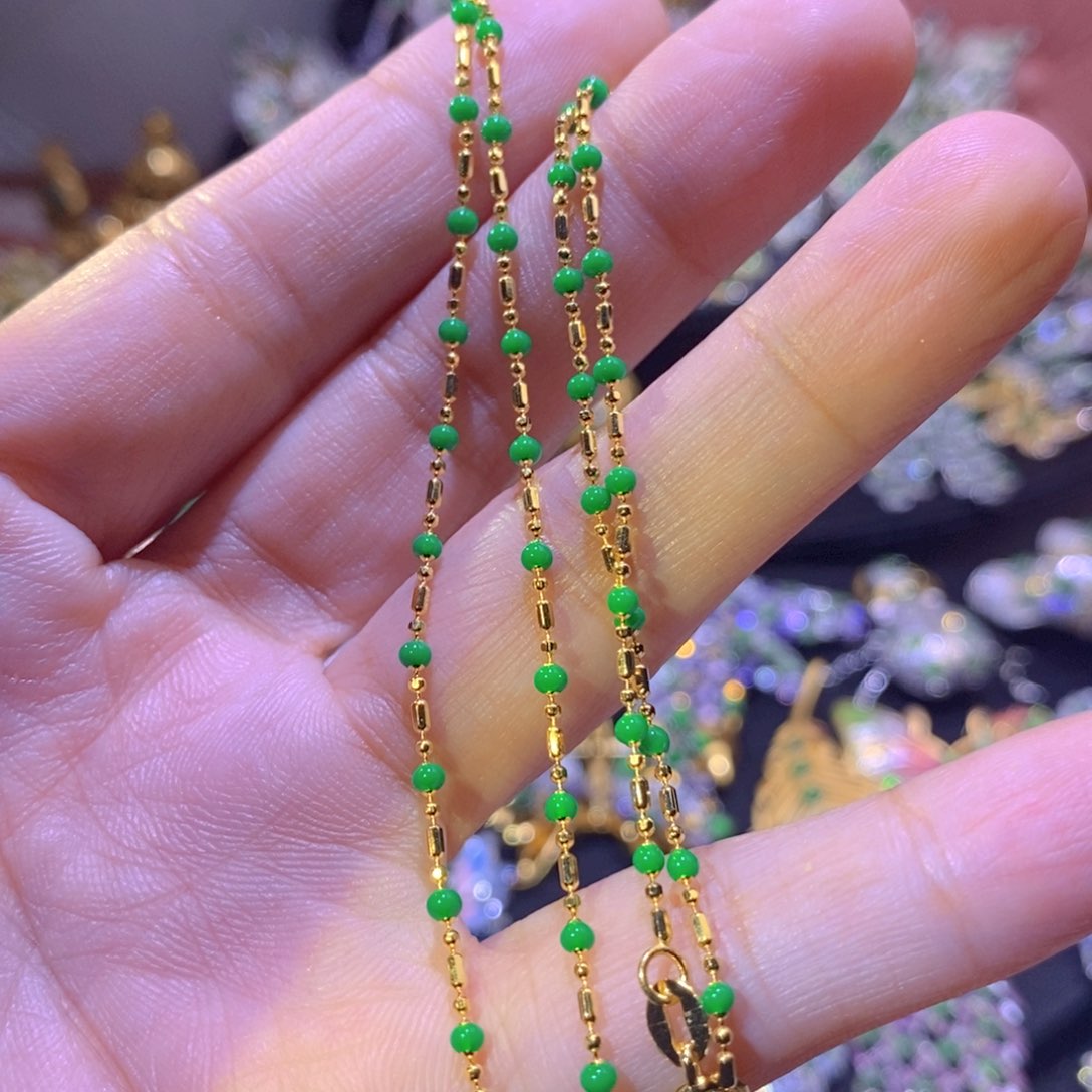 翡翠银S925镶嵌项圈天然翡翠